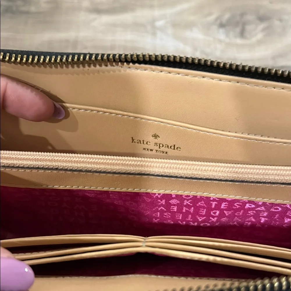 Kate Spade Black Wristlet with Gold Accents